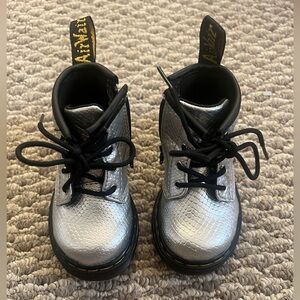 Toddler size 5 Dr. Martens silver embossed boots